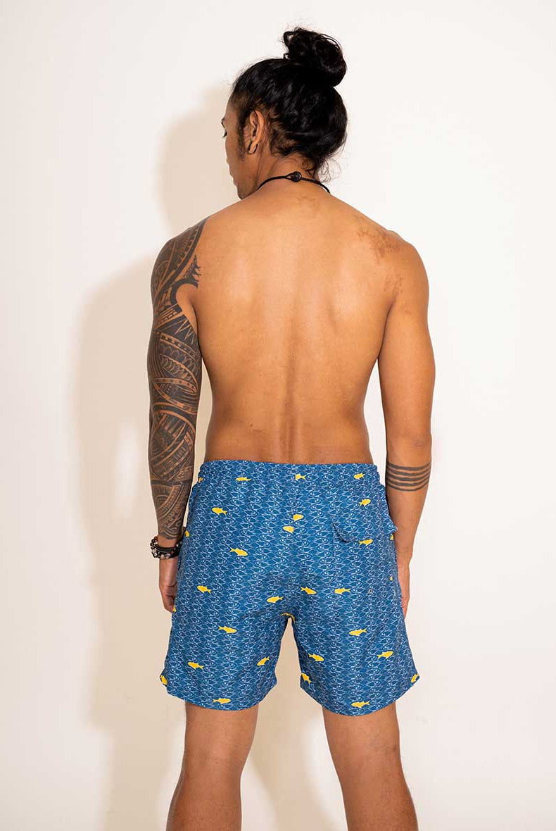 Short de bain Homme Bleu Motif Poissons - Aulala X Lorieux