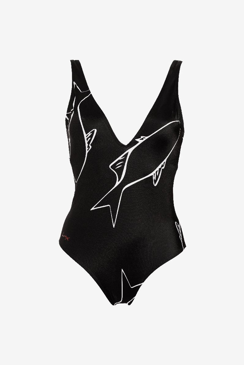 NEW YORK - Maillot une pièce noir motif poissons - AulalaXLorieux