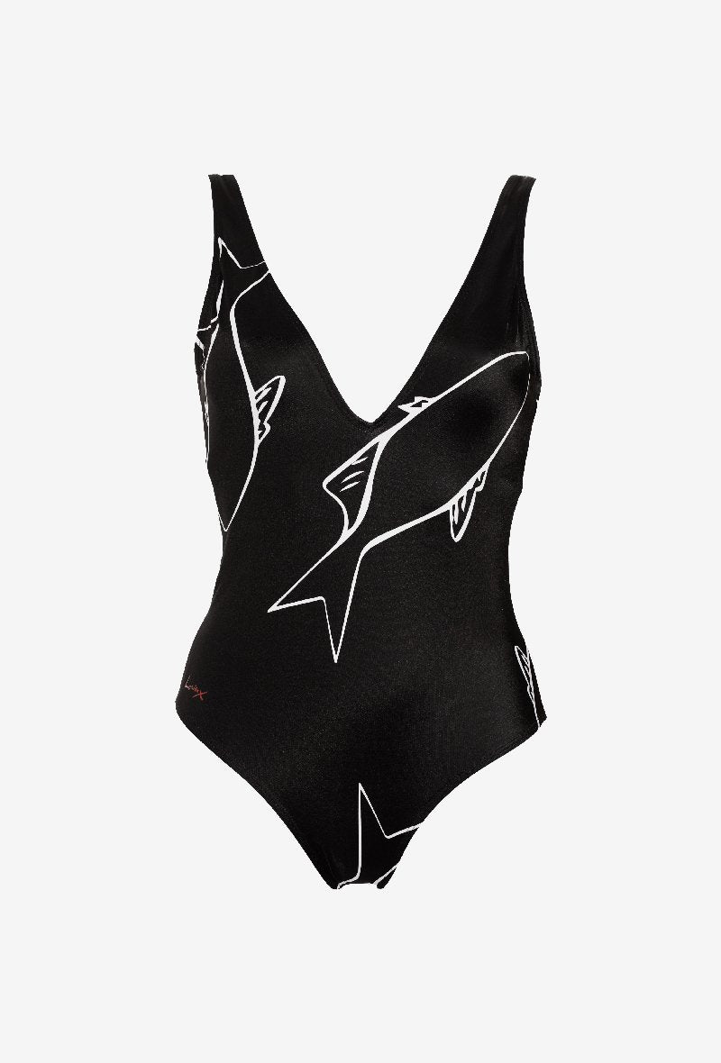 NEW YORK - Maillot une pièce noir motif poissons - AulalaXLorieux