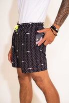 Short de bain Homme Noir Motif Poissons- Profil - Aulala
