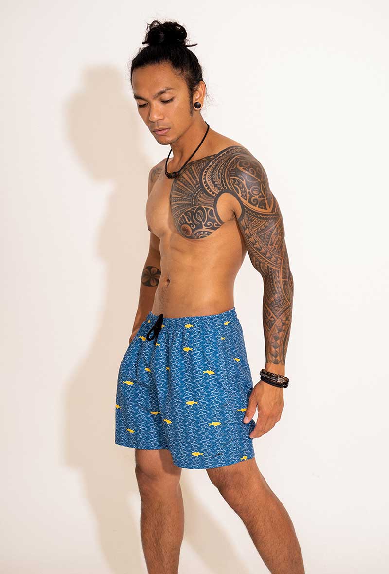 Short de bain Homme Artistique Bleu Profil- Aulala X Lorieux 