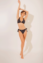 MIAMI - Bikini Triangle Noir Motif Poissons Blanc - AULALA X LORIEUX